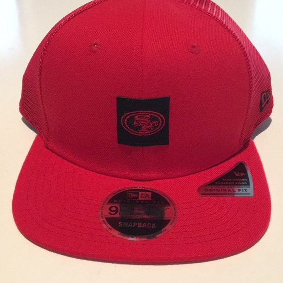 men's san francisco 49ers new era scarlet shanahan square trucker
